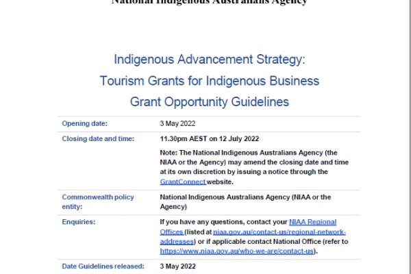 Tourism Grants for Indigenous Business – Grant Opportunity Guidelines